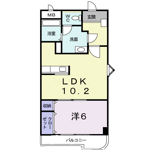 メープルリーフ(1LDK/2階)の間取り写真