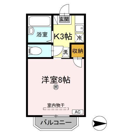 ライブ10(1K/1階)の間取り写真