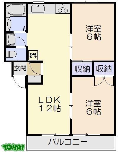 アーバンハイツ II(2LDK/3階)の間取り写真