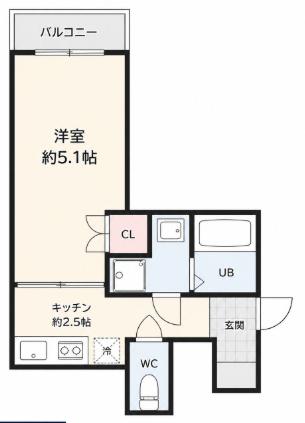 LE LIEN BLANC高木(1K/1階)の間取り写真