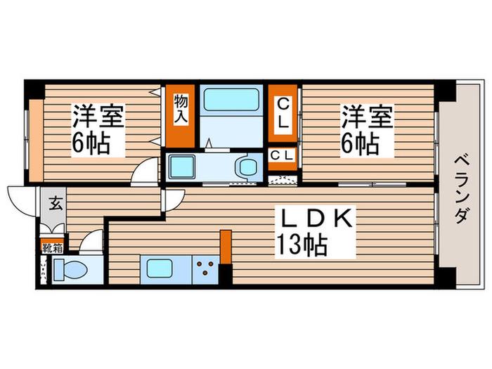 パストラーレ(2LDK/2階)の間取り写真