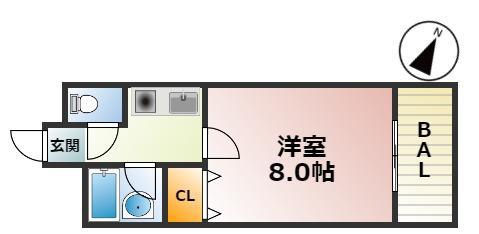 ミストラル摩耶(1K/3階)の間取り写真