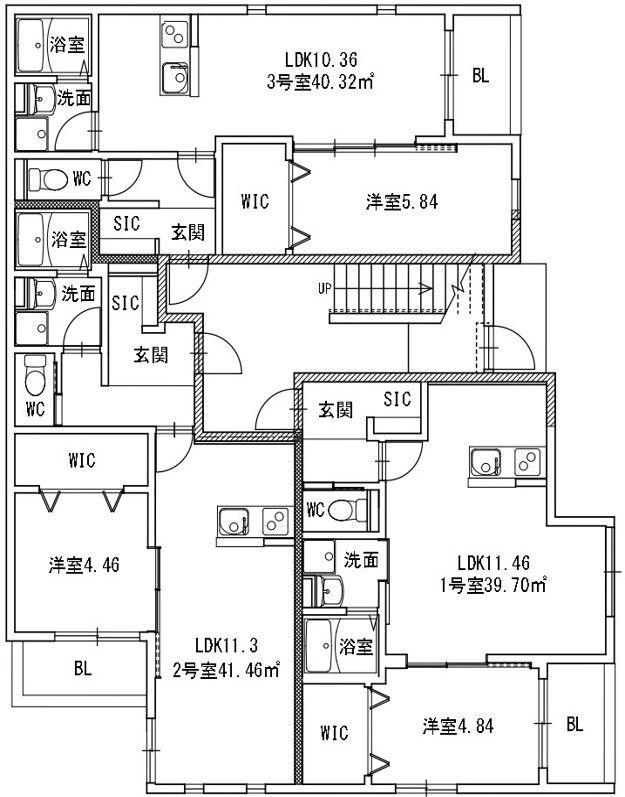 ノヴァイフ黒髪(1LDK/2階)の間取り写真