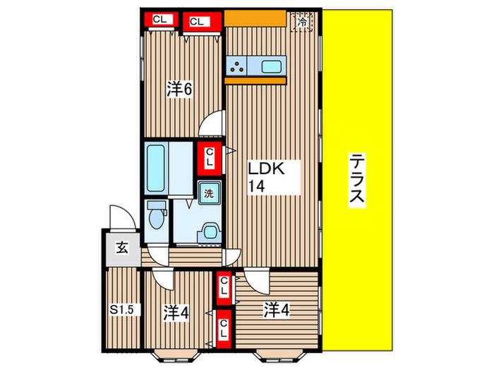 シャトルハイム(3SLDK/1階)の間取り写真
