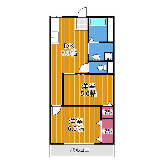 第二セイワコート(2DK/2階)の間取り写真