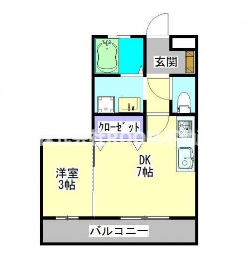 HERMIT(1DK/1階)の間取り写真