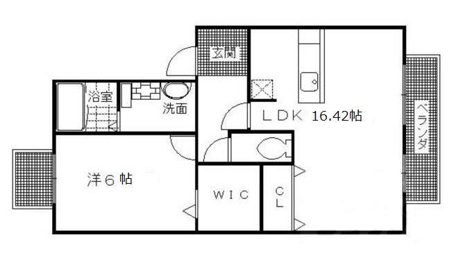 キャトルフィーユ向日町(1LDK/2階)の間取り写真