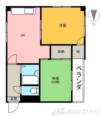 シャトレ―寿(2DK/2階)の間取り写真