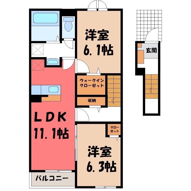 フローレス コート II(2LDK/2階)の間取り写真