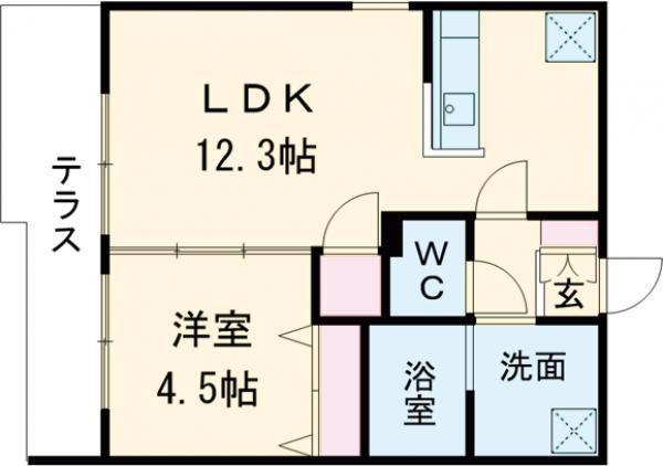 URBAN FLATS千歳GA-千歳緑町(1LDK/1階)の間取り写真