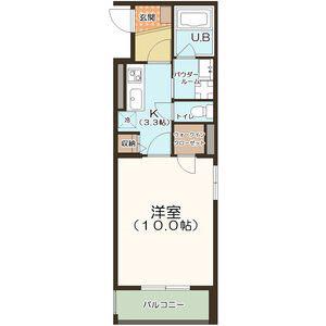 ルート38(1K/2階)の間取り写真