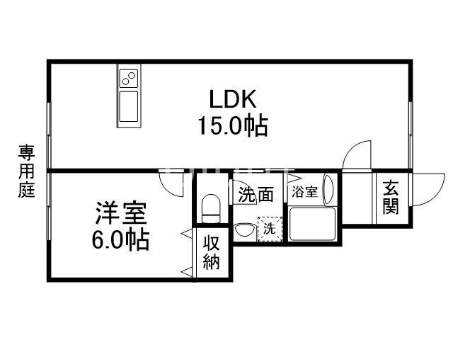リバーサイドアーバンE(1LDK/1階)の間取り写真