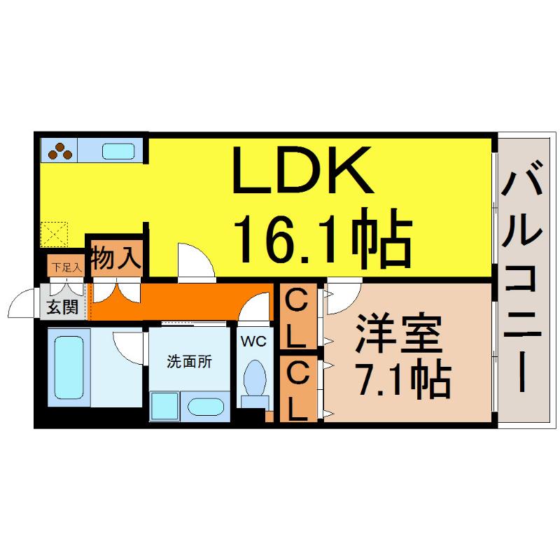 グランアベニュー名駅南(1LDK/7階)の間取り写真