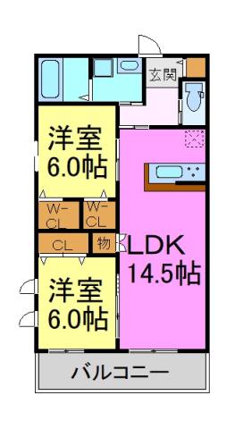 CHIETEAULACODA(2LDK/1階)の間取り写真