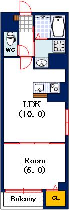 オーシャン大国(1LDK/8階)の間取り写真
