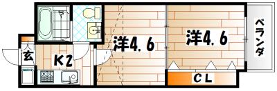 NO.47 PROJECT2100小倉駅(2K/10階)の間取り写真