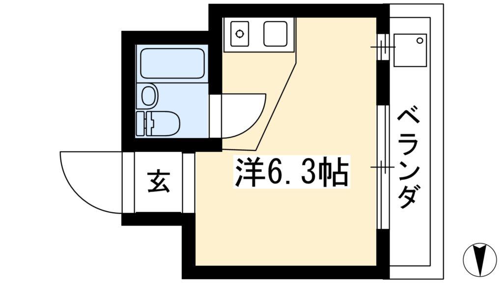 サナップ御所東(ワンルーム/2階)の間取り写真