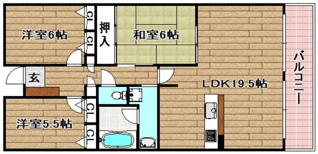NCRE高槻(3LDK/6階)の間取り写真