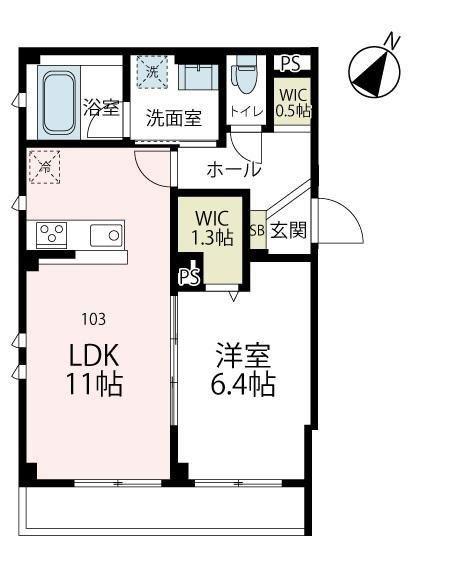 ヴァローレ II(1LDK/3階)の間取り写真