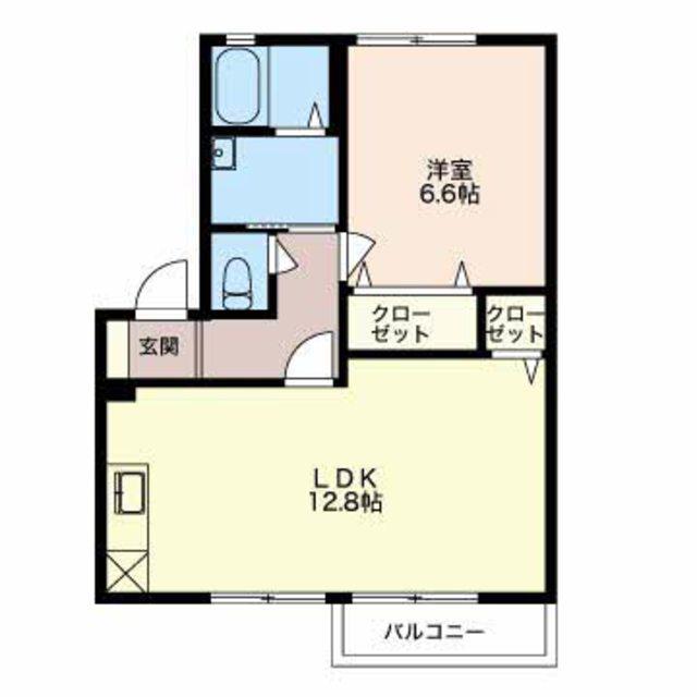 シャルマン大潟 B棟(1LDK/2階)の間取り写真