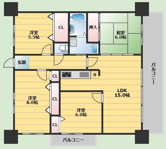 エトワール緑丘(4LDK/2階)の間取り写真
