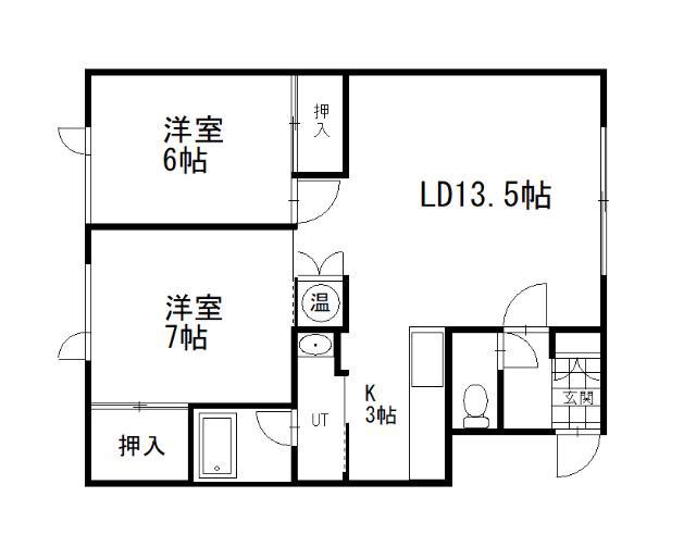 フリージアS(2LDK/1階)の間取り写真