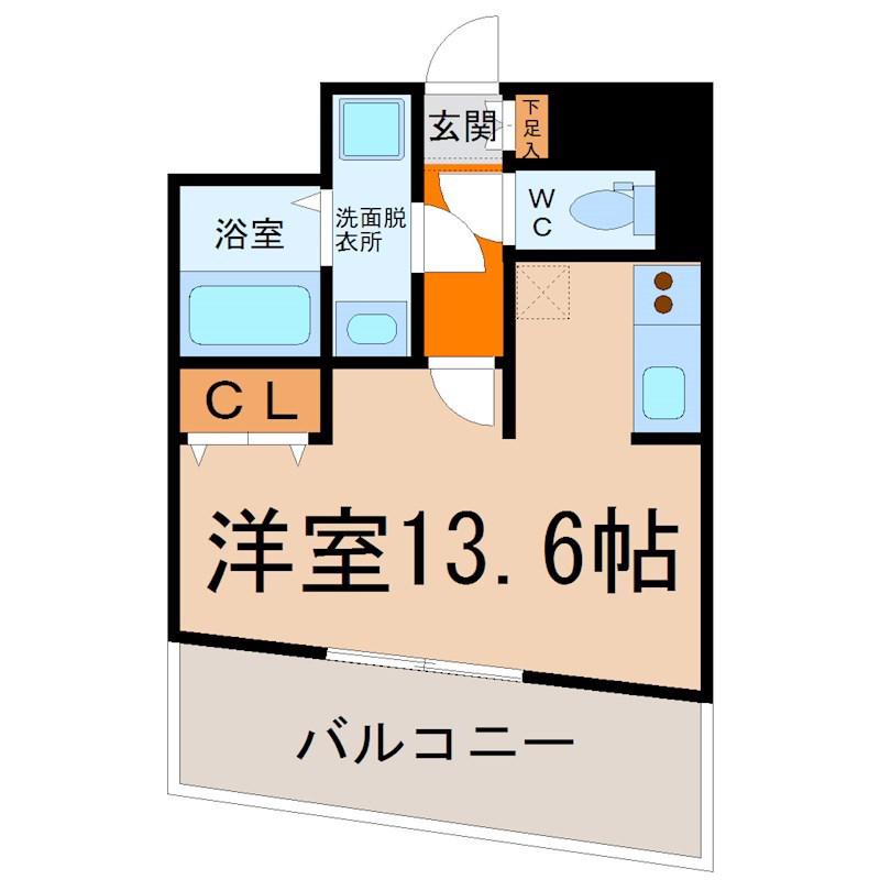 プラウランド名駅(ワンルーム/12階)の間取り写真