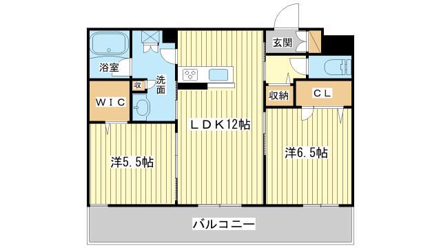 シャーメゾン田寺東(2LDK/2階)の間取り写真