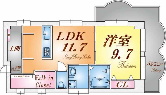 コーポ千樫(1LDK/2階)の間取り写真