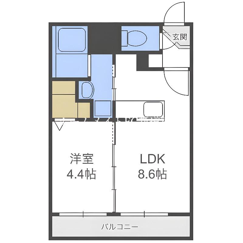 シティレジデンス新道東(1LDK/1階)の間取り写真