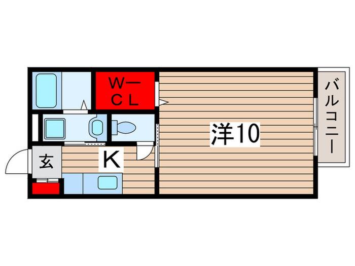 ウィスタリア2(1K/1階)の間取り写真