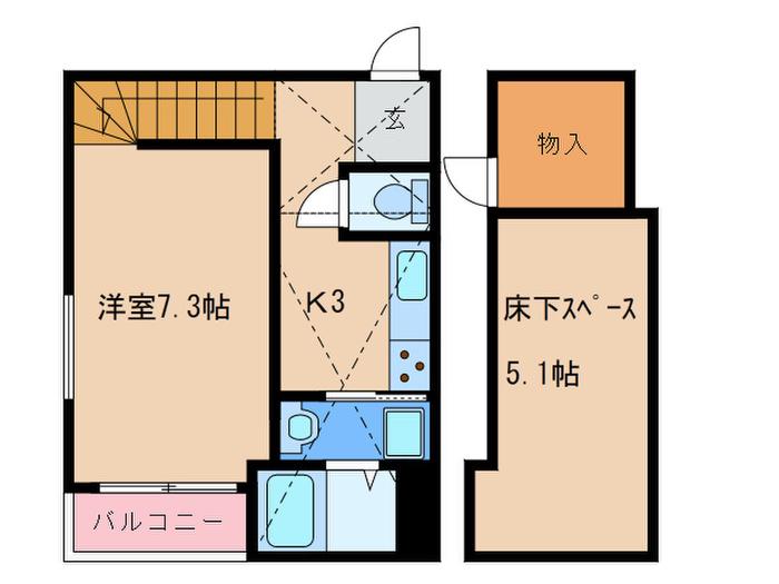SPAZIO(1K/1階)の間取り写真