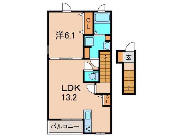 阪急伊丹線 伊丹駅(阪急) 徒歩17分 2階建 築2年(1LDK/2階)の間取り写真