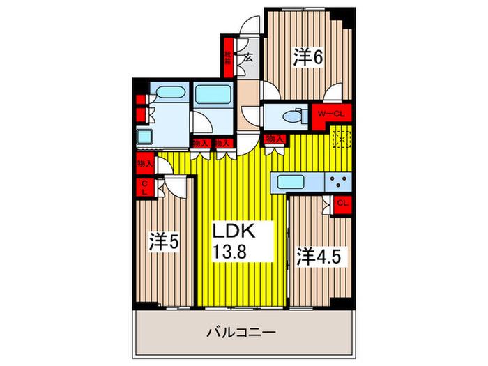 URAWA THE TOWER(3LDK/6階)の間取り写真