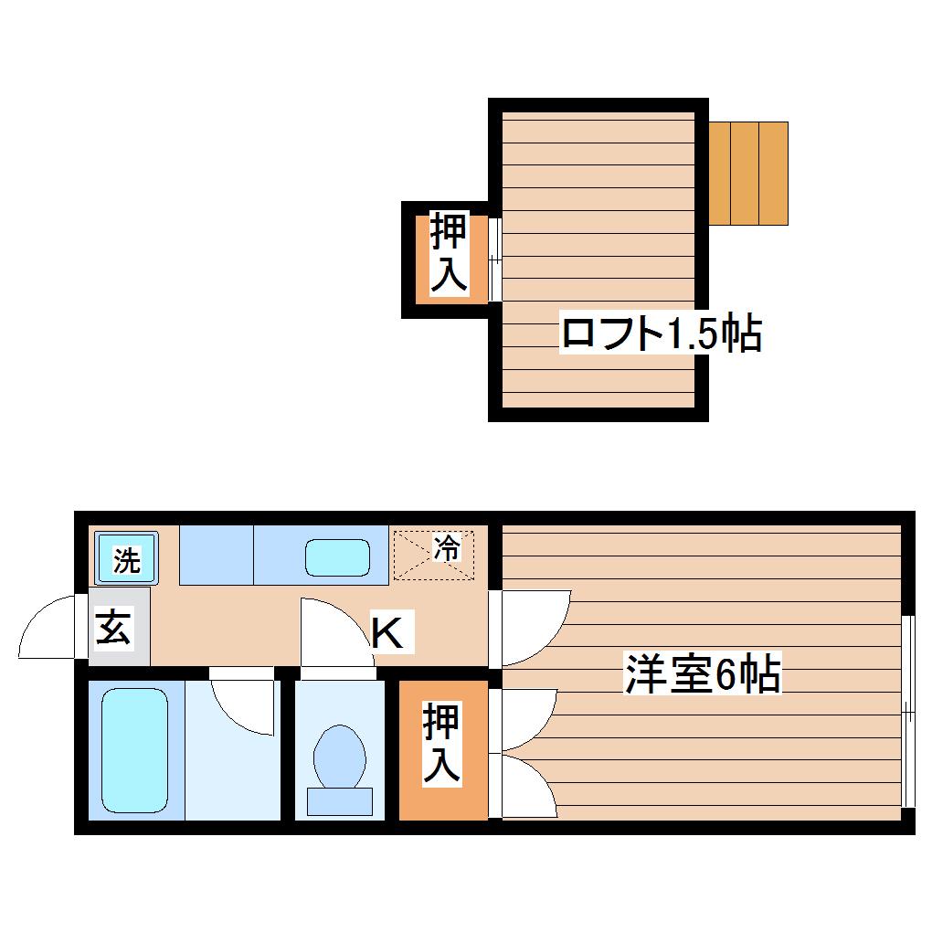 アーバンシティ長命ヶ丘(1K/2階)の間取り写真