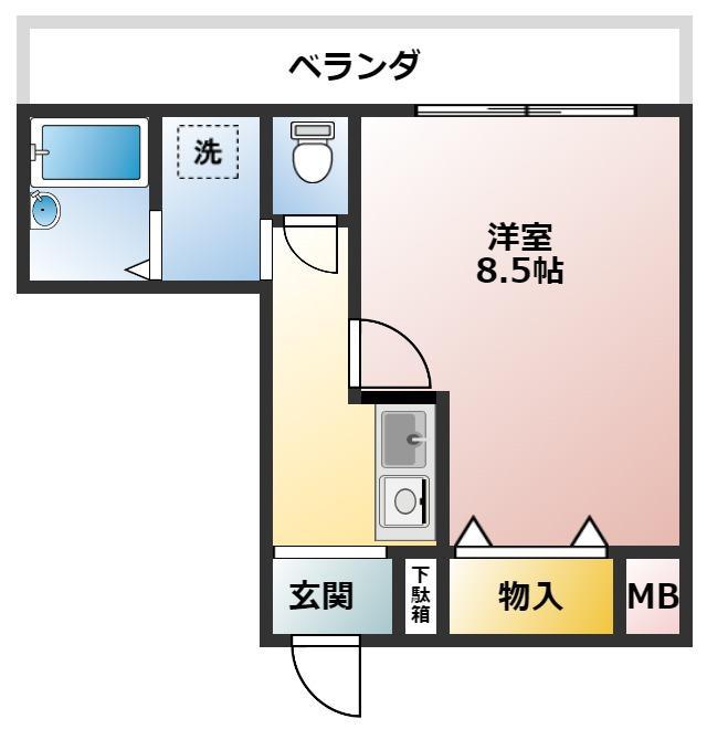 サンコークレアール(1K/3階)の間取り写真