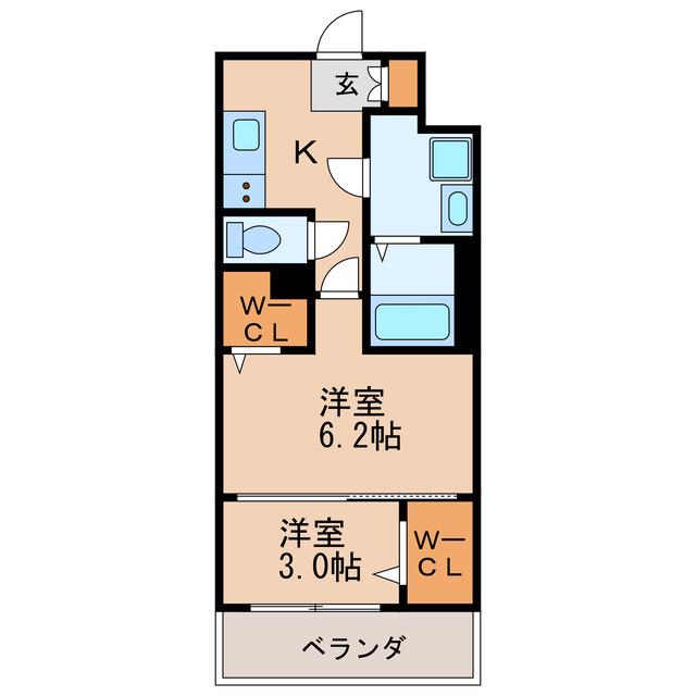 エスリード栄エステージ(2K/14階)の間取り写真