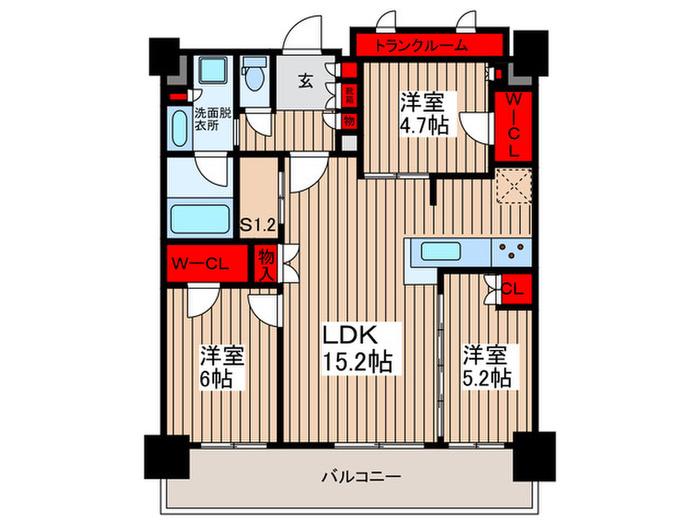 プラウドタワー亀戸クロス ゲートタワー(3SLDK/11階)の間取り写真