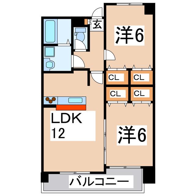 シャルマン・ヴィレッジ御幸(2LDK/3階)の間取り写真
