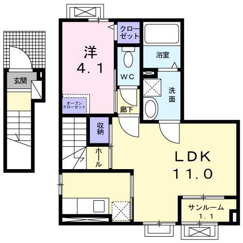 エレガンス(1LDK/2階)の間取り写真