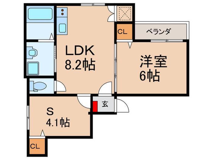 F ASECIA KATANO(1SLDK/1階)の間取り写真