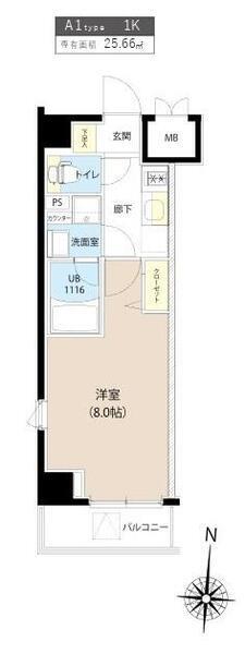 レオーネ板橋区役所前(1K/4階)の間取り写真