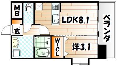 US RESIDENCE木町(1LDK/6階)の間取り写真