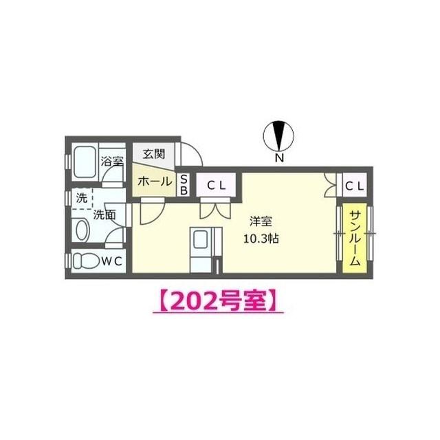 シャンティア(ワンルーム/2階)の間取り写真