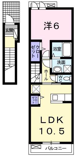 アルバータII(1LDK/2階)の間取り写真