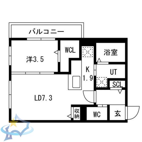 南4条西25丁目MS(1LDK/2階)の間取り写真
