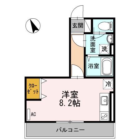 クラヴィーア山形(ワンルーム/2階)の間取り写真
