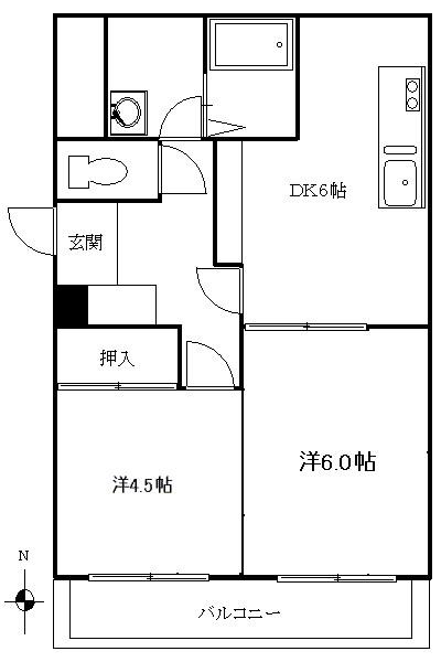 門倉第2ビル(2DK/2階)の間取り写真