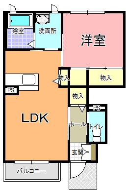 FLOR DE CEREZO(1LDK/1階)の間取り写真