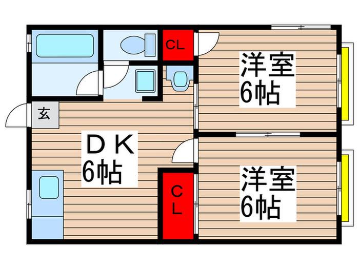 シティハイム21(2DK/2階)の間取り写真